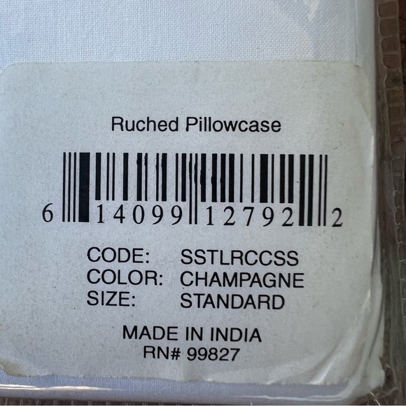 Pine Cone Hill Ruched Standard Pillow Case Set Combed Cotton NIP White/Champagne - Picture 3 of 5